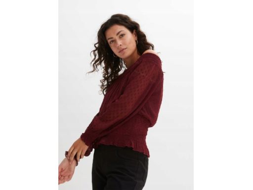 B.P.C bordowa bluzka carmen szyfonowa r.44
