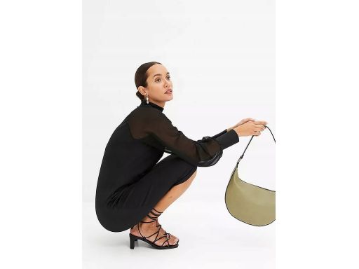 B.P.C czarna sukienka z wycięciami i siatkowymi rękawami r.40/42