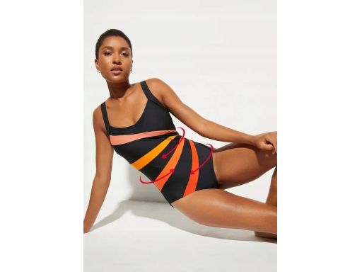 B.P.C kostium jednoczęściowy czarny w pomarańczowe paski 46.