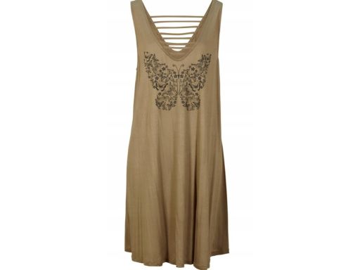 B.P.C sukienka plażowa khaki w motyle ^40/42