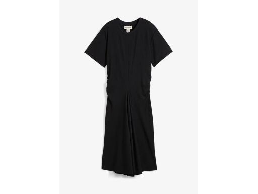 B.P.C sukienka midi czarna krepowana z marszczeniem 44/46.