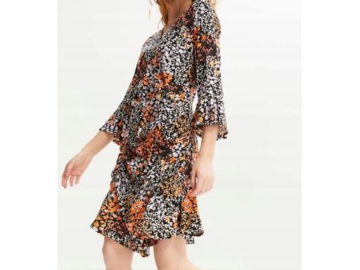 B.P.C sukienka z marszczeniami wielokolorowa w kwiaty r.48