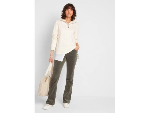 B.P.C spodnie sztruksowe elastyczne khaki bootcut r.50