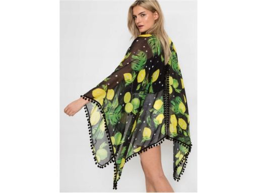 B.P.C poncho letnie z nadrukiem frędzle UNI.