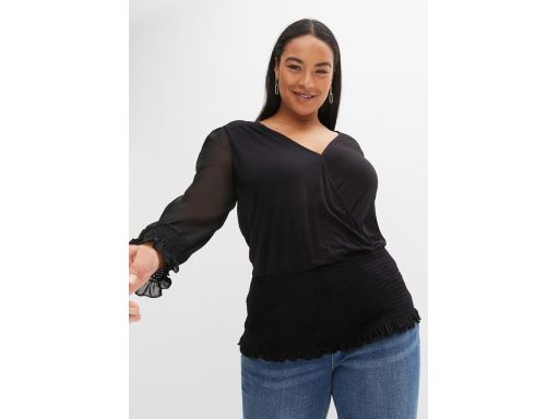 B.P.C bluzka czarna z siateczkowymi rękawami r.40/42
