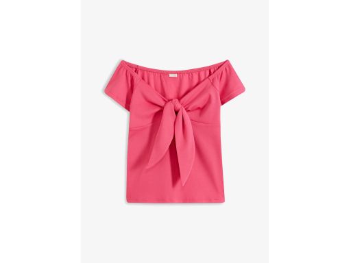 B.P.C różowa bluzka carmen z krótkim rękawem 40/42.