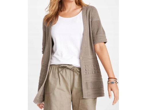 B.P.C ażurowy kardigan z krótkim rękawem fango 56/58.