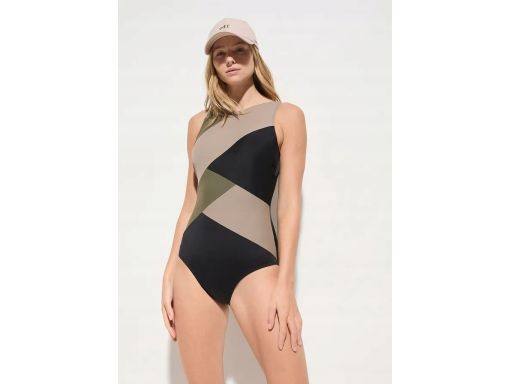 B.P.C kostium kąpielowy shape czarno-khaki r.50
