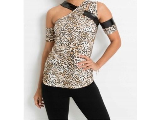 B.P.C bluzka w cętki z eko skórą r.36/38