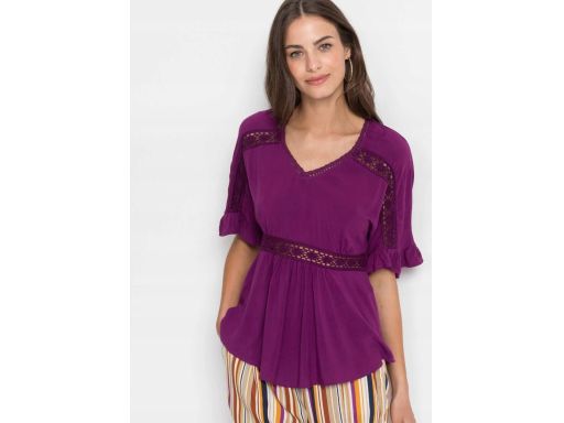 B.P.C fioletowa bluzka z koronką ażurową ^42