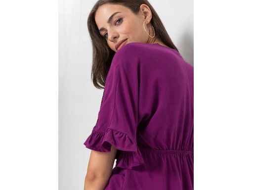 B.P.C fioletowa bluzka z koronką ażurową ^42
