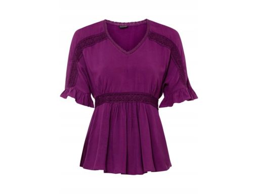 B.P.C fioletowa bluzka z koronką ażurową ^42
