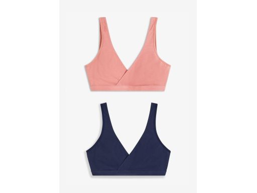 B.P.C 2-pak biustonoszy bawełnianych miękkich bez fiszbin granat róż 4