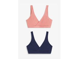 B.P.C 2-pak biustonoszy bawełnianych miękkich bez fiszbin granat róż 4