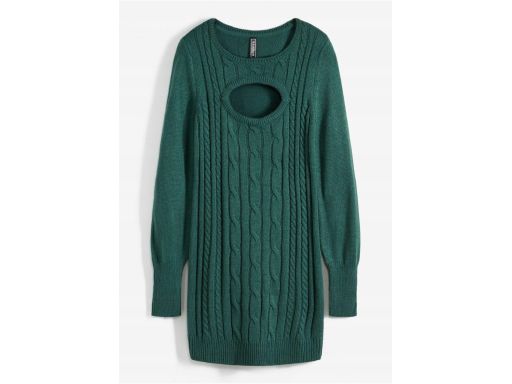 B.P.C sukienka dzianinowa ciemna zieleń z wycięciem ^40/42