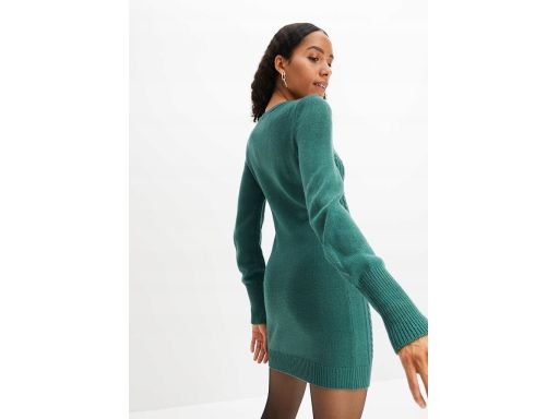 B.P.C sukienka dzianinowa ciemna zieleń z wycięciem ^40/42