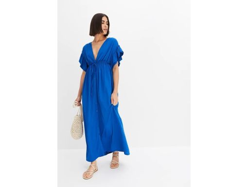 B.P.C długa sukienka maxi z falbaną i głębokim dekoltem r.40/42