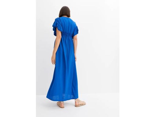 B.P.C długa sukienka maxi z falbaną i głębokim dekoltem r.40/42