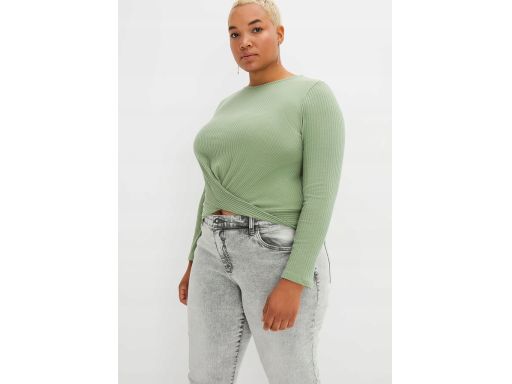 B.P.C bluzka miętowa prążek z marszczeniem ^40/42