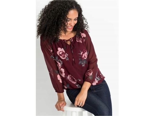 B.P.C bluzka szyfonowa w kwiatki z dekoltem carmen 44.