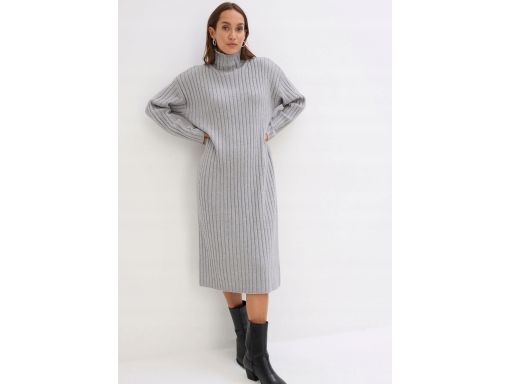 B.P.C sukienka dzianinowa szara długa z domieszką wełny r.52/54