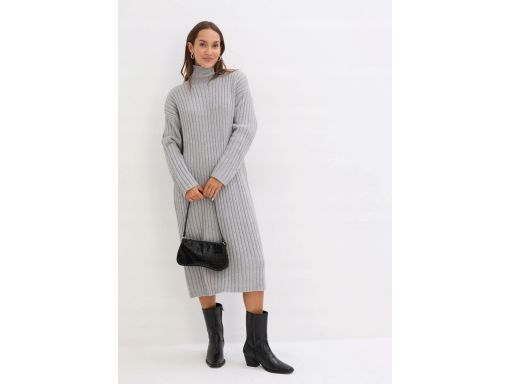 B.P.C sukienka dzianinowa szara długa z domieszką wełny r.52/54