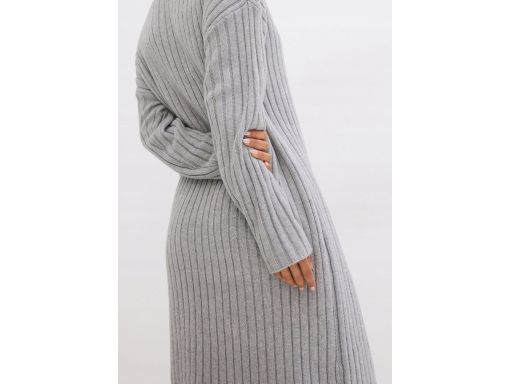 B.P.C sukienka dzianinowa szara długa z domieszką wełny r.52/54