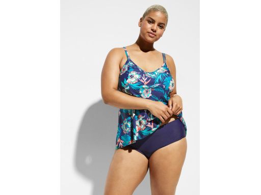 B.P.C tankini w kolorowy wzór roślinny i granatowe figi r.52