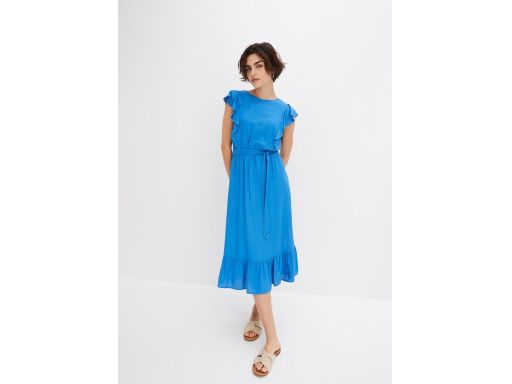 B.P.C sukienka midi niebieska z falbanką r.46
