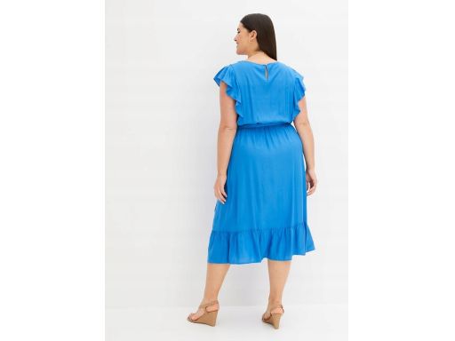 B.P.C sukienka midi niebieska z falbanką r.46