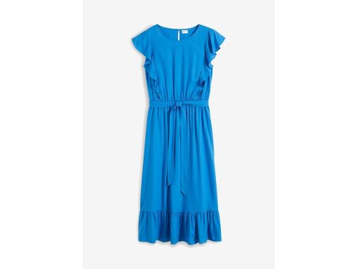 B.P.C sukienka midi niebieska z falbanką r.46