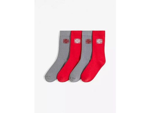 B.P.C. 4-pak skarpetki elastyczne ciepłe zimowe szare i czerwone 39-42