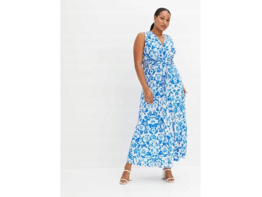 B.P.C długa sukienka biała w niebieskie wzory r.40/42