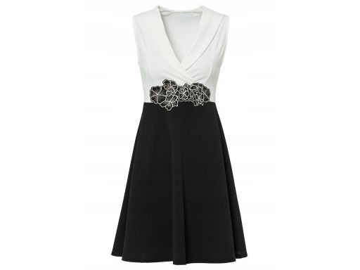 B.P.C sukienka biało-czarna z haftem ^36/38