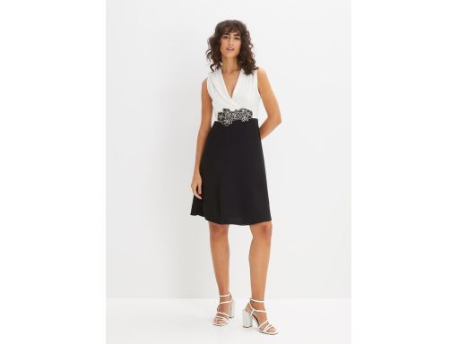 B.P.C sukienka biało-czarna z haftem ^36/38