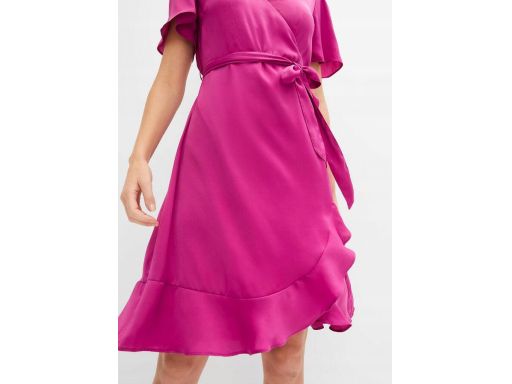 B.P.C kopertowa sukienka satynowa różowa ^38