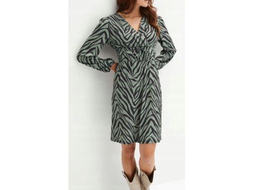 B.P.C sukienka z nadrukiem zebra oliwkowo-czarna ^36/38