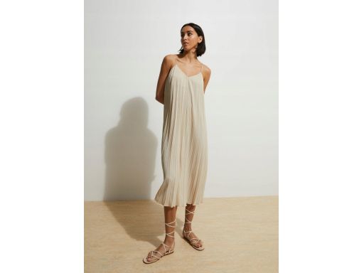 B.P.C sukienka midi beżowa plisowana na ramiączka 40.