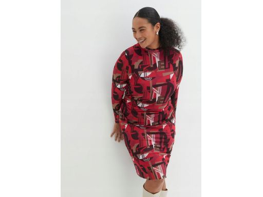 B.P.C. siateczokwa sukienka marszczona z nadrukiem r.52/54