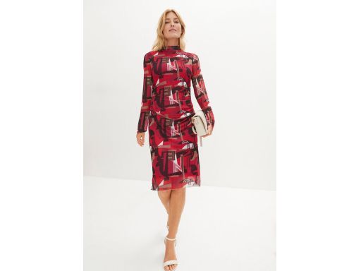 B.P.C. siateczokwa sukienka marszczona z nadrukiem r.52/54