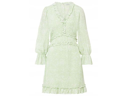 B.P.C zielona sukienka z falbanami i wycięciem ^36