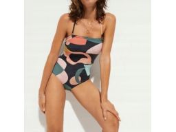 B.P.C kostium kąpielowy bandeau wielokolorowy we wzory r.48
