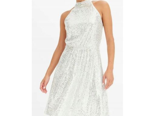 B.P.C sukienka beżowa ze srebrnymi cekinami r.48/50