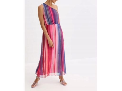 B.P.C długa sukienka wzorzysta na jedno ramię r.36/38