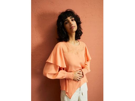 B.P.C bluzka koszulowa asymetryczna z falbanką brzoskwiniowa ^38