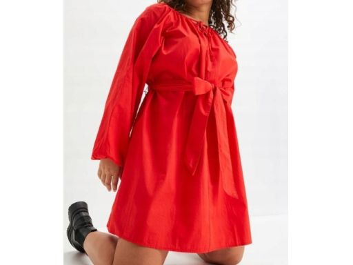 B.P.C czerwona sukienka bawełniana z wiązaniem ^42