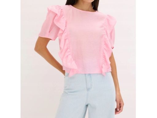 B.P.C różowa bluzka z falbankami z lyocellu r.48
