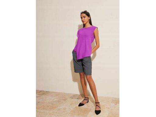 B.P.C szyfonowa bluzka z wiązaniem asymetryczna fiolet 44.