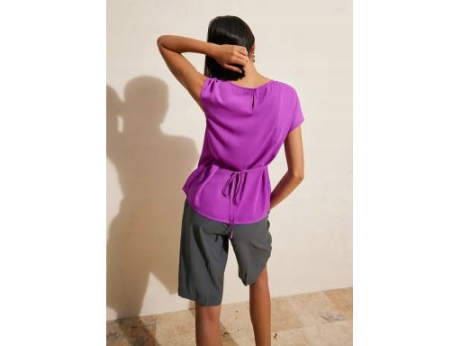 B.P.C szyfonowa bluzka z wiązaniem asymetryczna fiolet 44.