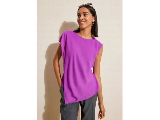 B.P.C szyfonowa bluzka z wiązaniem asymetryczna fiolet 44.